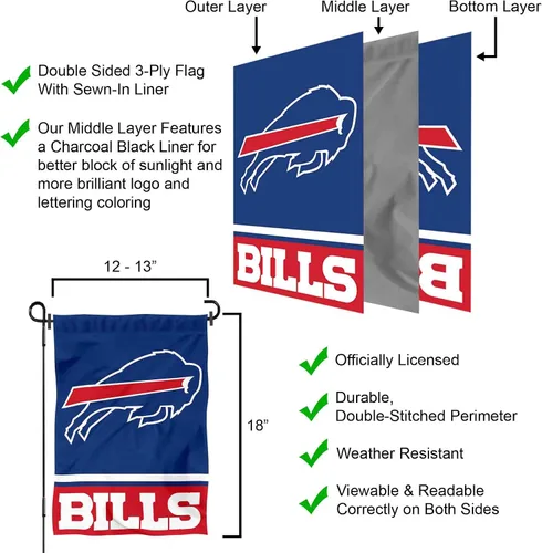 Vista 6 de Bandera de jardín de doble cara de Buffalo Bills