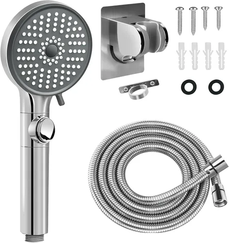 Vista 11 de Cabezal de ducha para autocaravana con manguera de acero inoxidable, cabezal de ducha de alta presión de 5 modos con interruptor de encendido