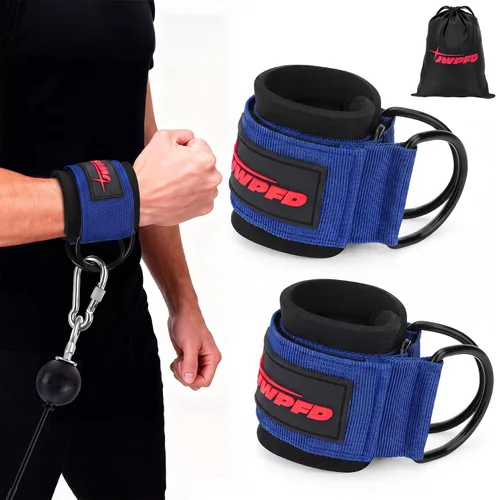 Vista 8 de Correas de muñeca para máquinas de cable, muñequeras para hombres y mujeres, correas acolchadas de neopreno para equipos de entrenamiento de fuerza