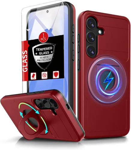 Vista 6 de Funda para Samsung Galaxy S21 FE con 2 protectores de pantalla de vidrio templado, funda con función atril para Samsung Galaxy S21FE con cubierta