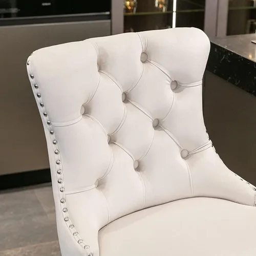 Vista 8 de Juego de 2 taburetes de bar con altura de mostrador, asiento de 26.3 Taburetes de bar beige