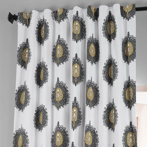 Vista 5 de HPD HALF PRICE DRAPES PRTW-BOD02A-84 - Cortina opaca de algodón con estampado maya (1 panel), 50 x 84 pulgadas, color verde azulado maya