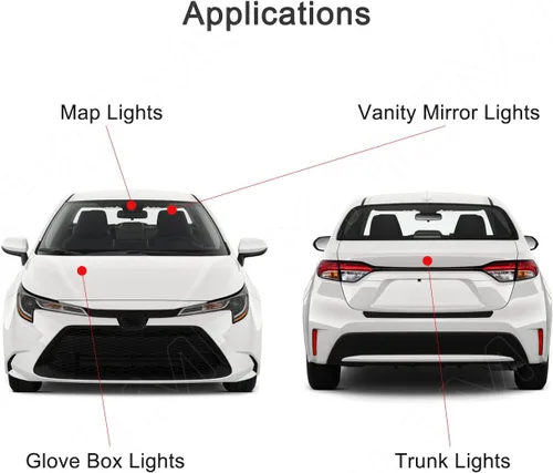 Vista 3 de Xpismii Paquete de 8 luces LED blancas para interiores de 6000 K, compatible con Ford Mustang 2015, 2016, 2017, 2018, 2019, 2020, 2021, con diagrama