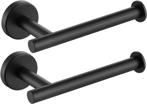 Vista 29 de JQK Soporte de papel higiénico negro, dispensador de papel higiénico de acero inoxidable 304 de 5 pulgadas de grosor de 0.032 in, montaje en pared