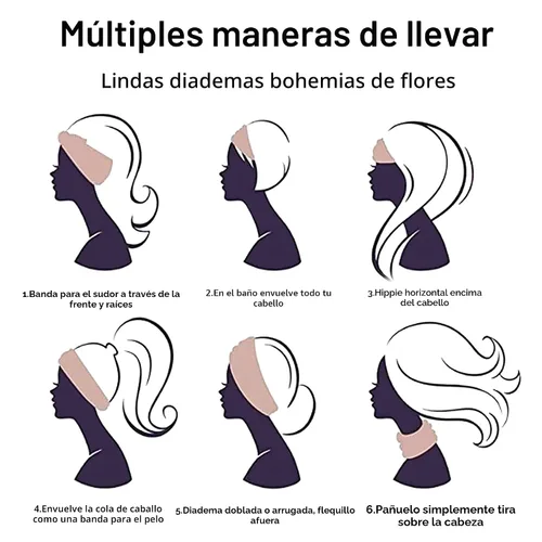 Vista 7 de Diademas bohemias para mujer, bandas anchas elásticas para el cabello, bandas para la cabeza anudadas, bandas para la cabeza turbante para yoga