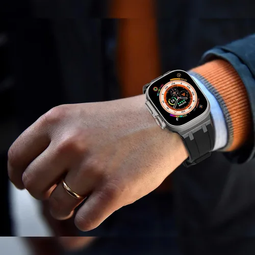 Vista 7 de NewWays AP - Correa de lujo para Apple Watch Ultra de 1.929 in 1.811 in 1.772 in 1.732 in 1.654 in 1.614 in 1.575 in 1.496 in para hombres
