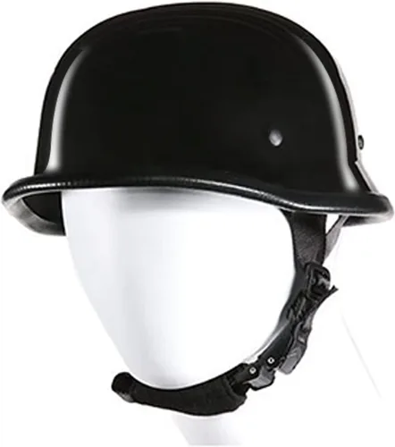 Vista 3 de Gorra alemana con diseño de calavera con acabado negro brillante básico con correa ajustable para la barbilla
