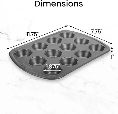 Vista 2 de GoodCook Everyday - Molde para muffins de acero antiadherente para 12 tazas, color gris