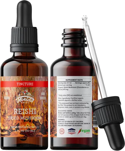 Vista 5 de Tintura Reishi, extracto orgánico de hongos Reishi (Ganoderma Lucidum), suplemento de hongos secos, sin OMG en glicerina vegetal orgánica prensada