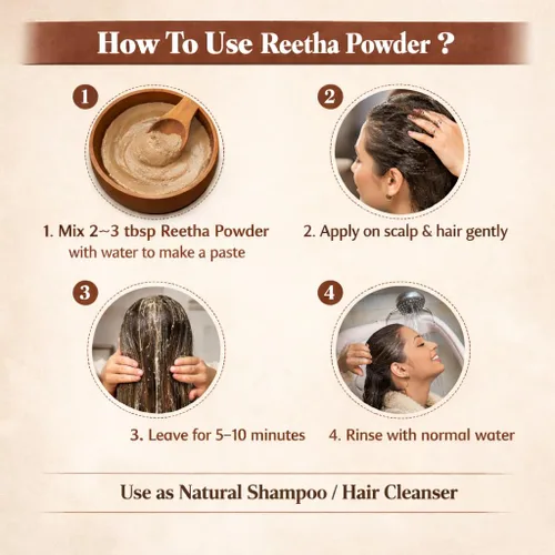 Vista 3 de Soapnut/Aritha/Reetha Powder para el cuidado del cabello Natural Sin conservantes ni aditivos añadidos (3.52 oz)