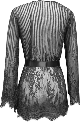 Vista 7 de Lencería para mujer encaje en V con bragas peluche sexy babydoll ropa de dormir profunda talla grande lencería para mujer corsé 5X negro XL