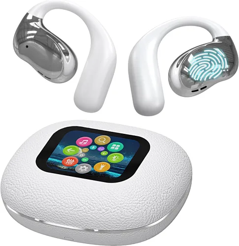 Vista 11 de Piluyaa Auriculares de oreja abierta, ultra cómodos, inalámbricos Bluetooth 5.4, auriculares sobre la oreja con pantalla táctil inteligente ganchos