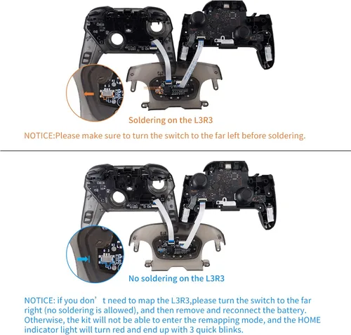 Vista 3 de eXtremeRate Back Buttons Attachment for Nintendo Switch Pro Controller, Clear Black Back Paddles Programable RISE4 Remap Kit for Switch Pro
