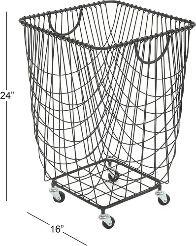 Vista 3 de Deco 79 CosmoLiving by Cosmopolitan - Carrito de almacenamiento cuadrado de metal con ruedas y asas, 16 x 16 x 24 pulgadas, color negro