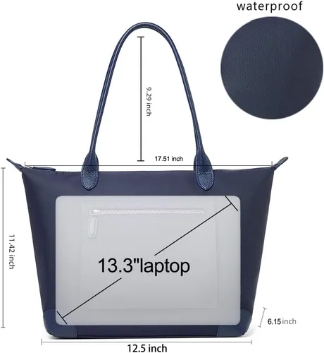 Vista 2 de DORIS&JACKY Bolso de mano para mujer, grande, ligero, de cuero, de nailon, para el trabajo, bolso de hombro y bolso de viaje plegable