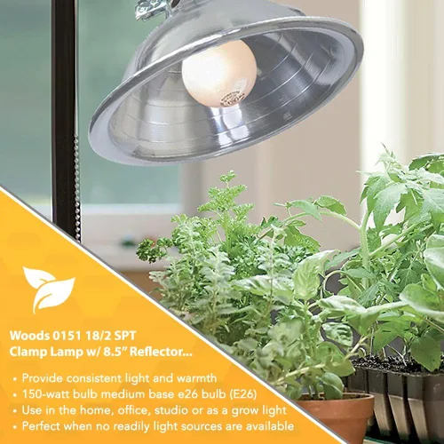 Vista 5 de Lámpara de abrazadera Woods con reflector de aluminio; 150W; listado UL; cable de 6 pies
