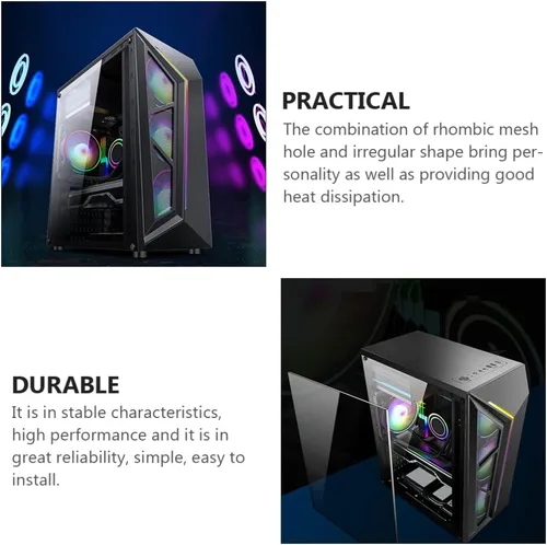 Vista 5 de SOLUSTRE ATX - Carcasa para computadora de escritorio con iluminación colorida