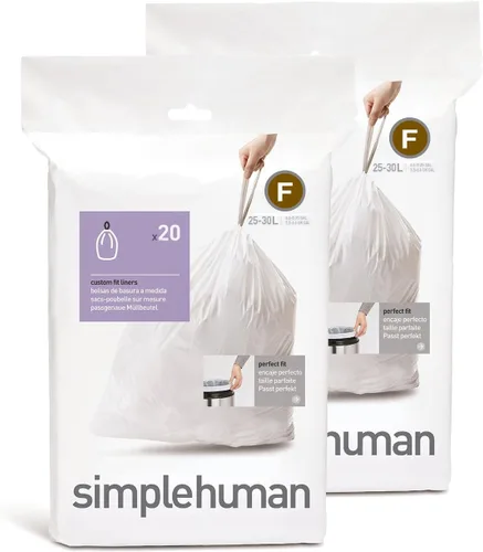 Vista 58 de simplehuman Forro para bote de basura de ajuste personalizado, 45 litros/12 galones, 20 unidades (paquete de 2)