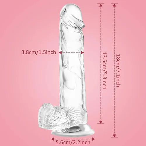 Vista 4 de 7.1 Consolador realista de silicona transparente con ventosa para el sexo, material de seguridad humana, adecuado para mujeres/hombres/gay, juguetes