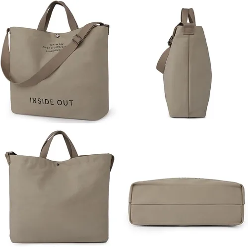 Vista 4 de Huwzder Bolso de hombro de lona grande para mujer, bolso de trabajo casual, bolso cruzado con asa superior, bolso cruzado