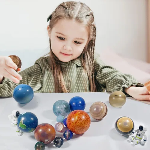 Vista 8 de Juguetes de planetas del sistema solar para niños, juguetes sensoriales educativos STEM para niños autistas, no tóxicos, bola de limo de astronauta