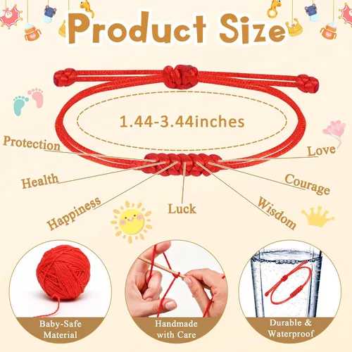 Vista 6 de DAYANEY Pulsera roja para mujer, pulsera de cuerda roja para protección como relleno de calcetines de Navidad, joyas a juego para parejas, regalos