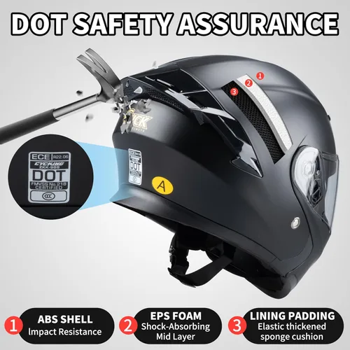 Vista 7 de Casco integral para hombres y mujeres adultos con protector solar ahumado