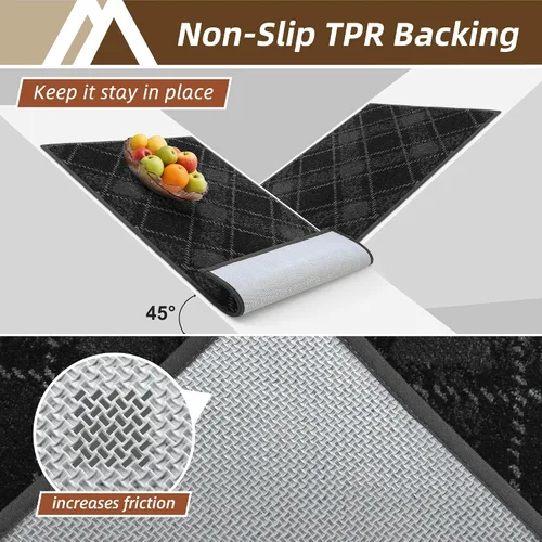 Vista 3 de COSY HOMEER Juego de alfombras y tapetes de cocina 2 piezas antideslizantes, suaves alfombras de cocina para piso absorbentes y resistentes a Gris