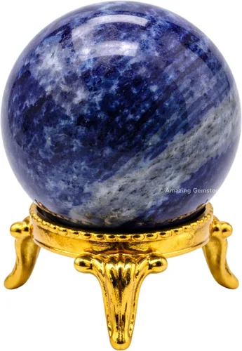 Vista 31 de Amazing Gemstone Bola de cristal de Amazonita con soporte, bolas de meditación de esfera de cristal de 2 pulgadas para brujería y bolas decorativas