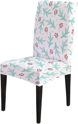 Vista 137 de CAPSCEOLL Christmas Dining Chair Covers,Snowflakes Festive Winter Pattern Stretch Chair Covers for Dining Room Set of 2 Washable Spandex Parson