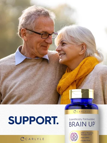 Vista 6 de Carlyle Brain Up Suplemento 60 cápsulas blandas con L-teanina, Bacopa y B-12 Sin OMG, sin gluten