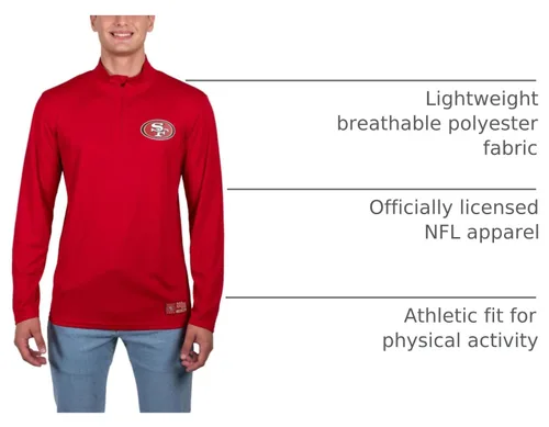 Vista 5 de Ultra Game Men's NFL Official Super Soft Quarter Zip Long Sleeve T-Shirt