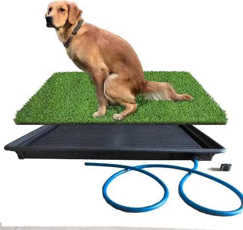 Vista 9 de LOMANTOWN Orinal de césped para interiores, almohadilla reutilizable de hierba para perros con bandeja, caja de arena para perros de 25 x 20