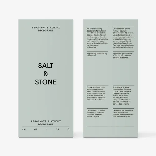 Vista 9 de Salt & Stone Aluminum-Free Deodorant, Women & Men Bergamot & Hinoki 2.6 oz Protección extra fuerte de 48 horas, aroma neutro de género, fabricado