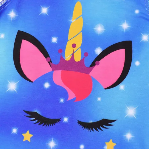 Vista 4 de Camisones de unicorniosirena a juego para niñas y muñecas, pijamas de verano con mangas voladizas