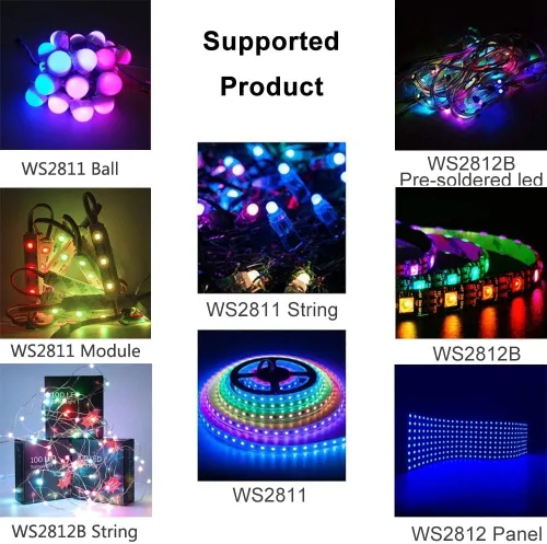 Vista 2 de Controlador LED SP611E Aplicación de música Bluetooth para WS2811 WS2812 Tira de luz LED direccionable IR38 Teclas DC5V-24V Sync Music Controller