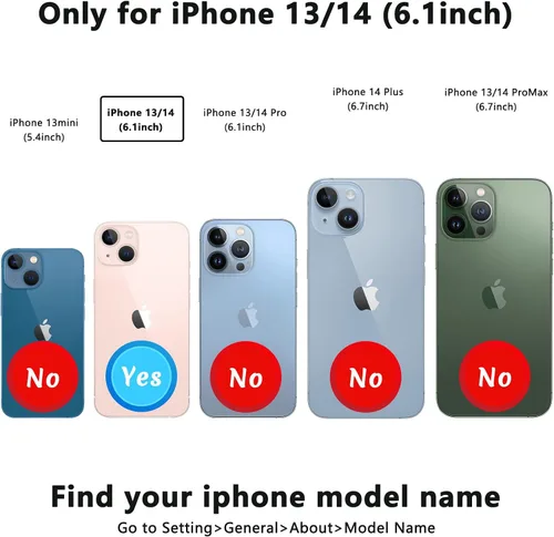 Vista 2 de Funda tipo cartera para iPhone 13 y 14 con soporte para tarjetas, funda trasera de piel sintética, con ranuras para tarjetas, doble cierre