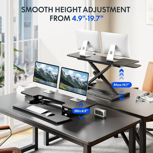 Vista 39 de FLEXISPOT Convertidor eléctrico de escritorio de pie de 32 pulgadas, elevador de escritorio motorizado para sentarse a pie, monitor de escritorio
