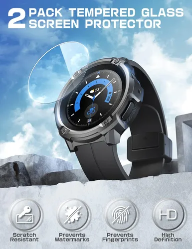 Vista 3 de SUPCASE Unicorn Beetle - Funda protectora resistente para Galaxy Watch 5 Pro de 1.772 in (2022), con 2 protectores de pantalla (negro)