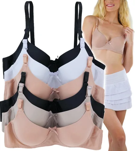 Vista 25 de ToBeInStyle Paquete de 6 sujetadores acolchados de estilo clásico con aros para mujer