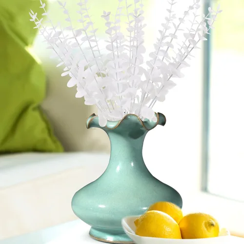 Vista 9 de Cabilock 20 tallos de hojas de eucalipto artificiales para decoración de bodas, ramas verdes artificiales para arreglos florales y decoración