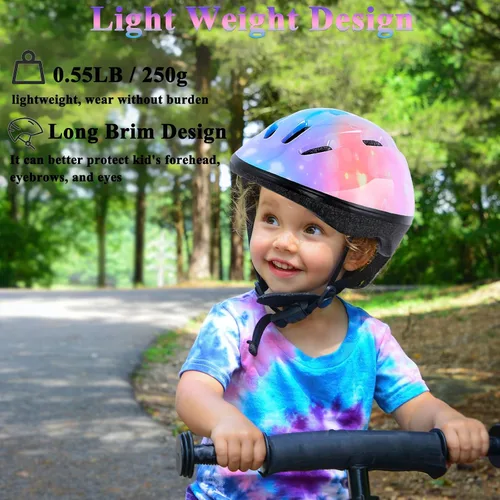 Vista 7 de Casco de bicicleta para niños de 3 a 8 años, casco ajustable para niños y niñas, casco ajustable con rodilleras, coderas, muñequeras