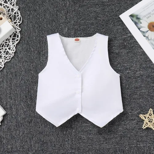 Vista 5 de IMEKIS Traje de bautizo para bebés y niños, traje de bautizo, con corbatín, chaleco, pantalones cortos, fiesta de boda, formal, portador de anillo