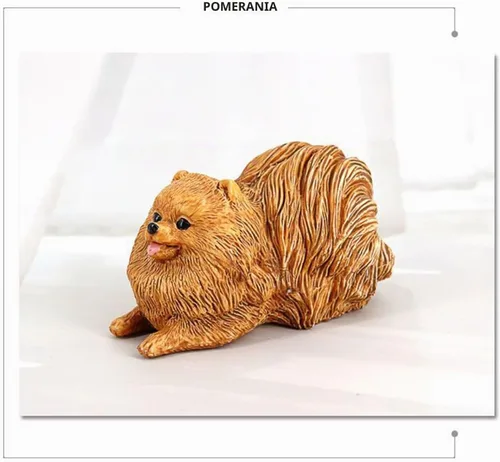 Vista 3 de Estatua de perro de Pomerania de plástico realista modelo de perro estatua