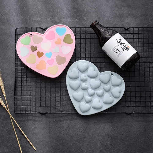 Vista 6 de Molde de silicona Chocoalte para el día de San Valentín, 2 formas diferentes, para decoración de pasteles, pequeña herramienta de arcilla de jabón