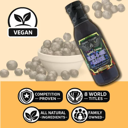 Vista 6 de Croix Valley Blue-B-Cue Salsa BBQ – Paquete de 3 (botellas de vidrio de 12 onzas) – Sabor dulce y ahumado de arándanos reales – Sin gluten, sin MSG