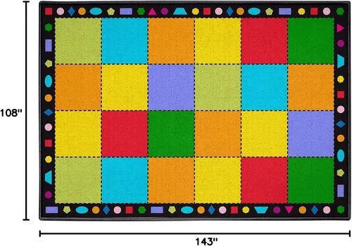 Vista 3 de Booooom Jackson Alfombra de aula grande y colorida con respaldo antideslizante, 9 x 12 pies, alfombra de asiento infantil para aula primaria
