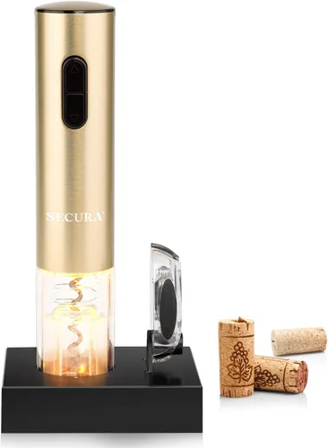 Vista 12 de Secura Abridor de vino eléctrico, sacacorchos eléctrico automático de botellas de vino con cortador de papel de aluminio, recargable (negro)