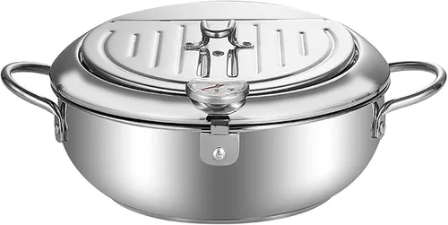 Vista 9 de BestAlice Olla para freidora, olla de acero inoxidable de 8 pulgadas (2.2 litros), olla de freidora mejorada con termómetro, olla japonesa pequeña
