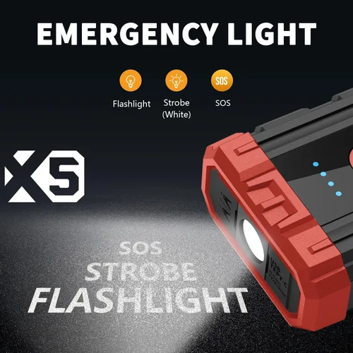 Vista 8 de X5 1000A Jump Starter Paquete de refuerzo de batería de litio de 12 V, caja de salto portátil, banco de energía y cables de puente para motores